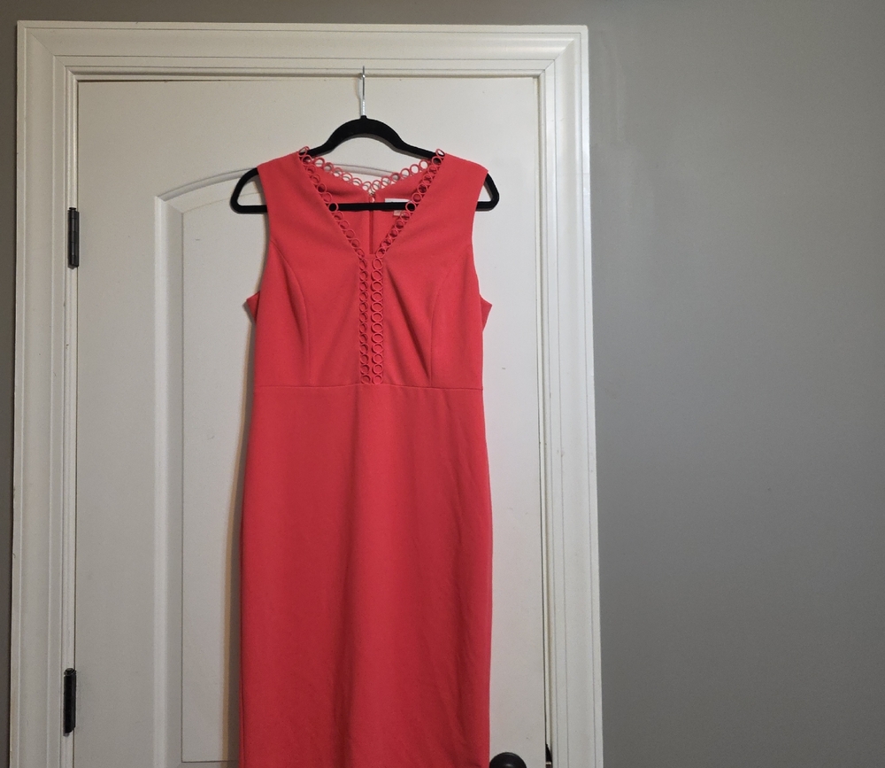 Calvin Klein Sleeveless Coral Midi Dress